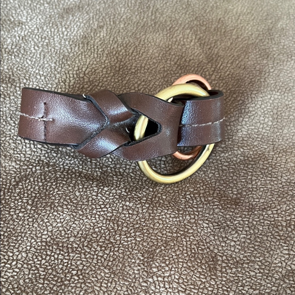 Brown Braided Bracelet with Gold and Copper Accents